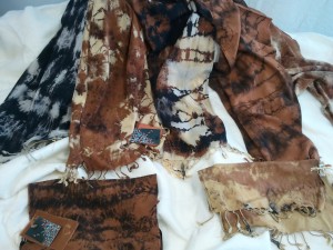 Shibori Chic rayon scarves, perfect for the cool Tucson winter.