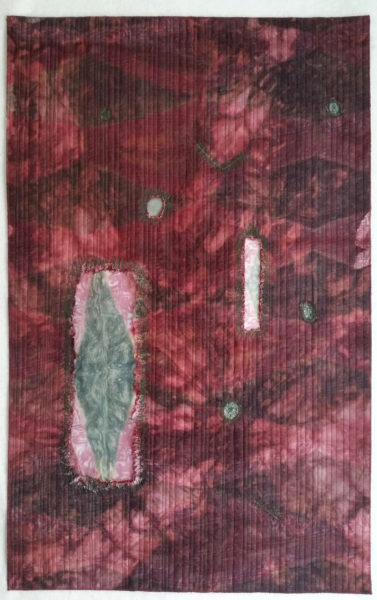 art quilt 'Yes, I Have Been Mending,' 2016, 38'' x 23.5''