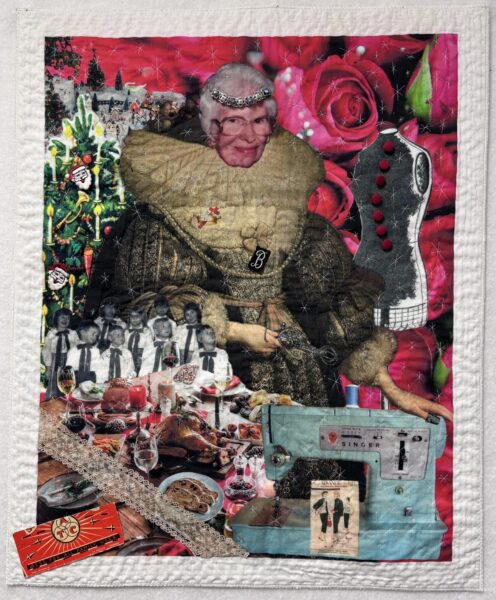 collage of family photos into painting by anonymous Flemish master